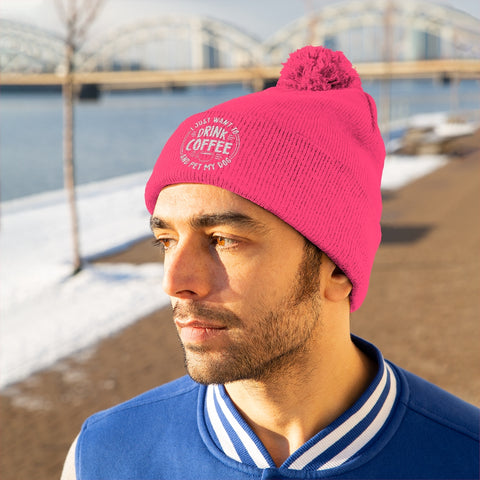 Pom Pom Beanie - Drink Coffee