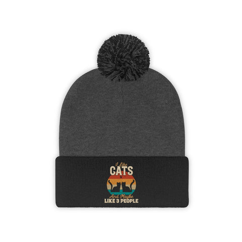 Pom Pom Beanie - Cats