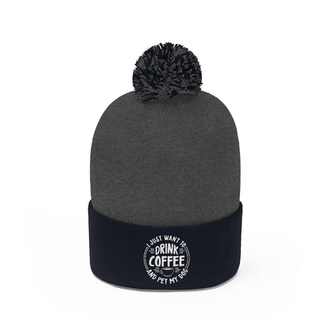 Pom Pom Beanie - Drink Coffee