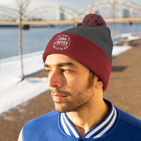 Pom Pom Beanie - Drink Coffee