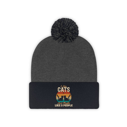 Pom Pom Beanie - Cats
