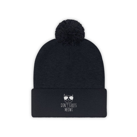 Pom Pom Beanie - Stress Meowt